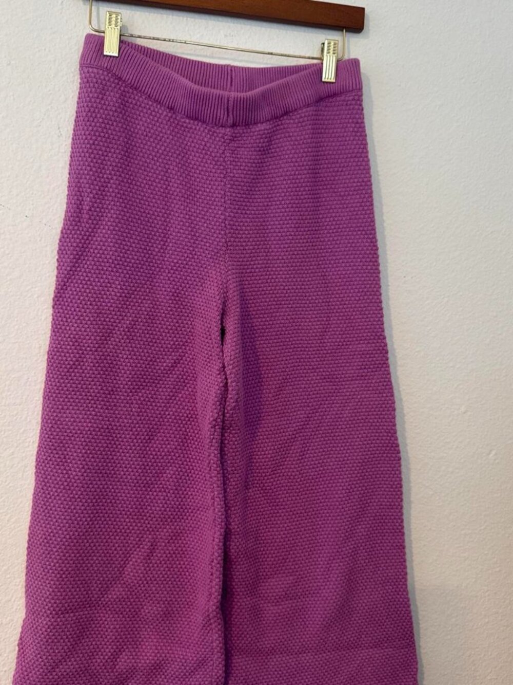 Free People Purple wide leg knit pants with textured dot pattern, size S